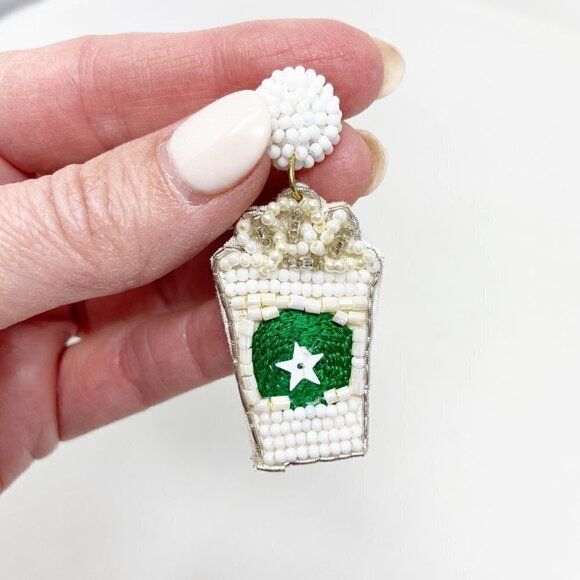 Starbucks Coffee Beaded Earrings - Picture 6 of 6